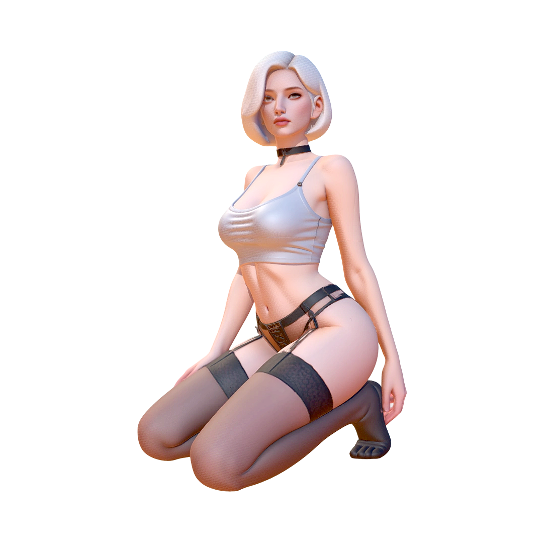 A Squatting Woman-3DHi