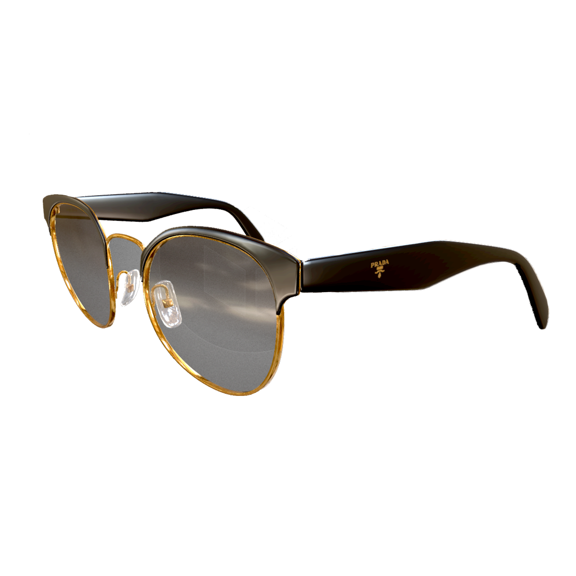 Prada Clubmaster Black & Brown Sunglasses-3DHi