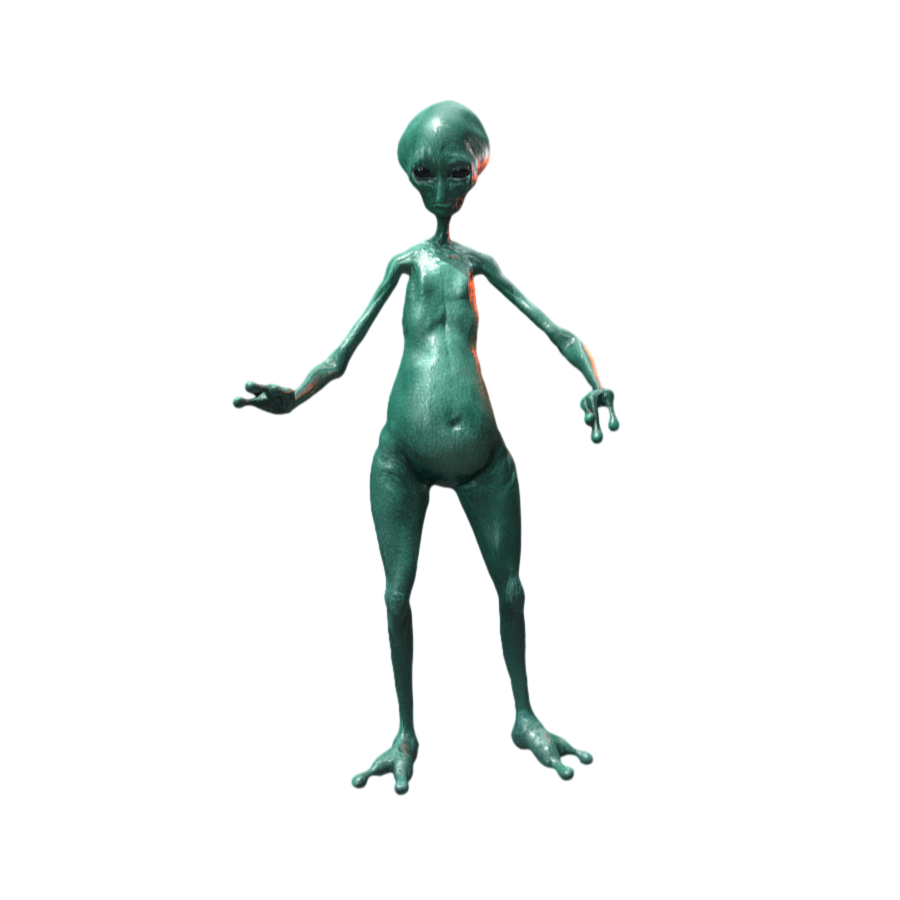 Terrifying Green 3D Alien-3DHi