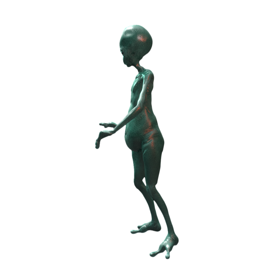 Image [2]-Terrifying Green 3D Alien-3DHi