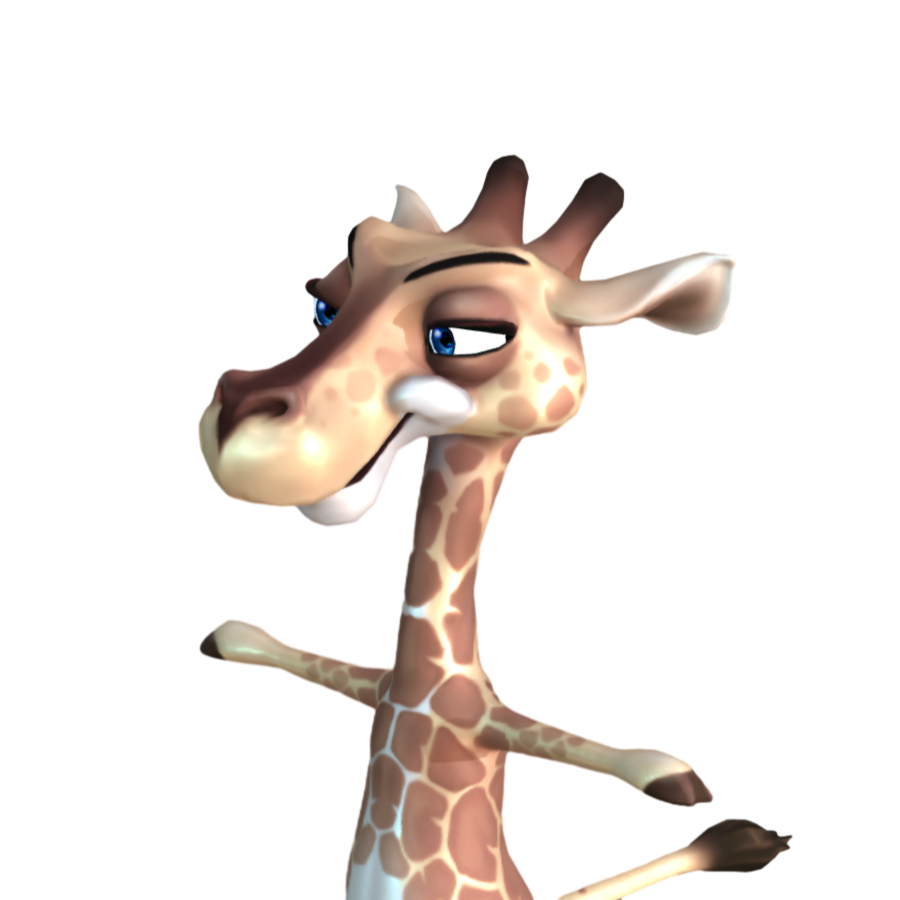 Image [4]-Q-style game cartoon human-shaped giraffe animal 3D model-3DHi