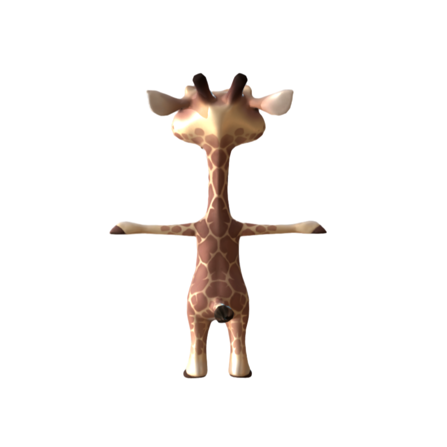Image [3]-Q-style game cartoon human-shaped giraffe animal 3D model-3DHi