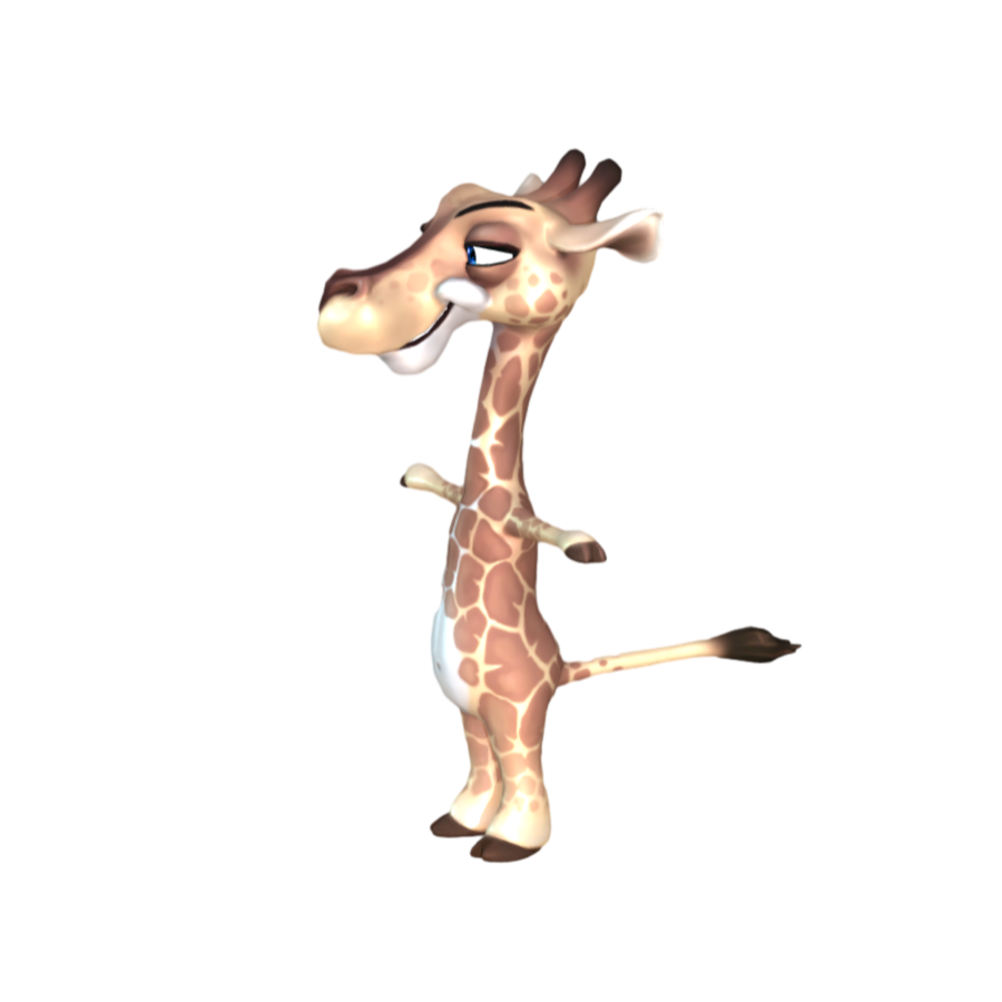 Image [2]-Q-style game cartoon human-shaped giraffe animal 3D model-3DHi