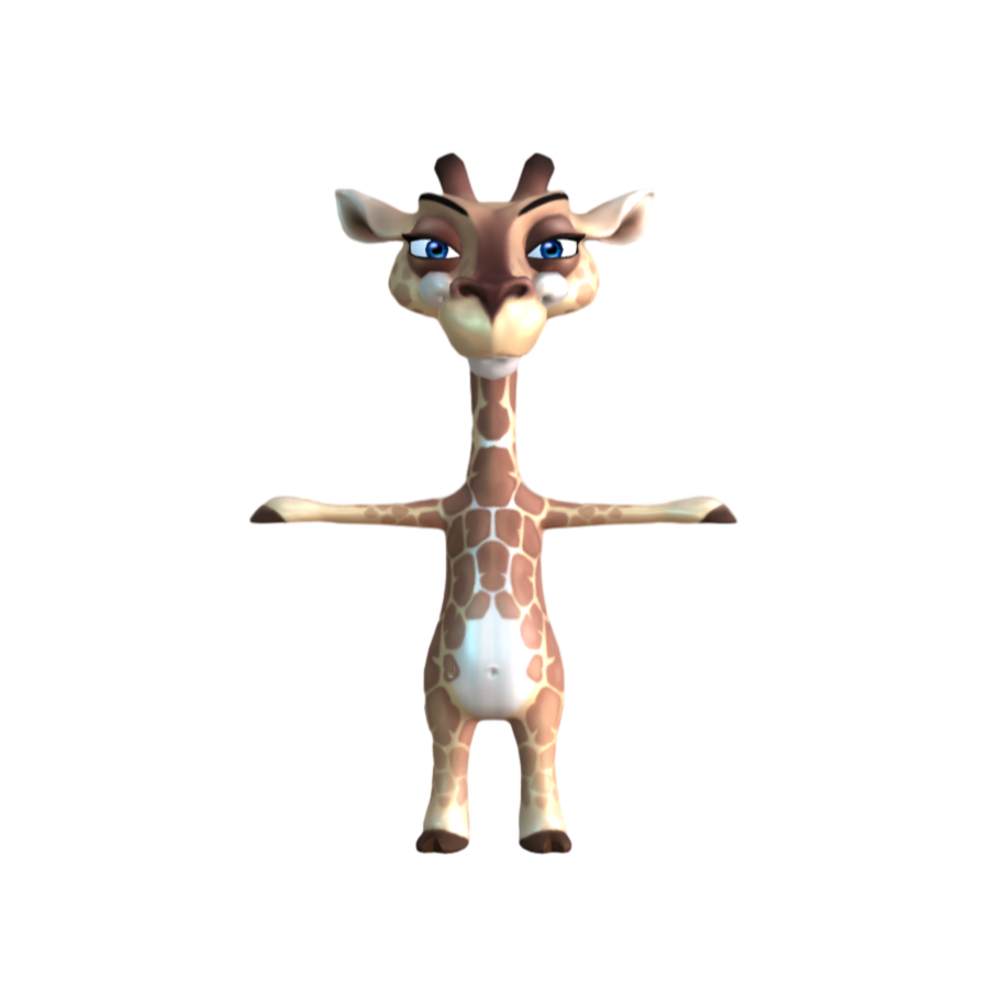 Q-style game cartoon human-shaped giraffe animal 3D model-3DHi