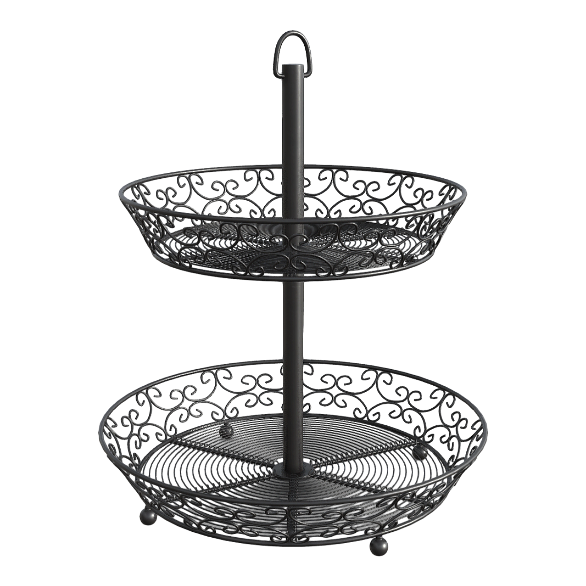 Nordic Artistic Wrought Iron Matte Black Fruit Bowl-3DHi