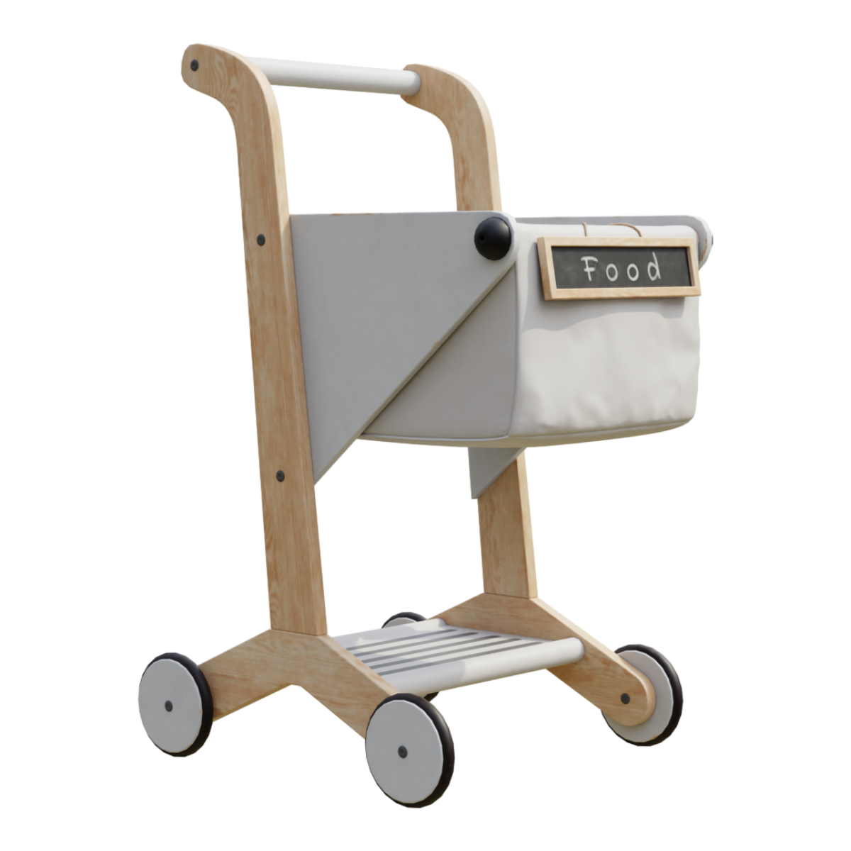 Boys and Girls Wooden Toy Shopping Cart-3DHi