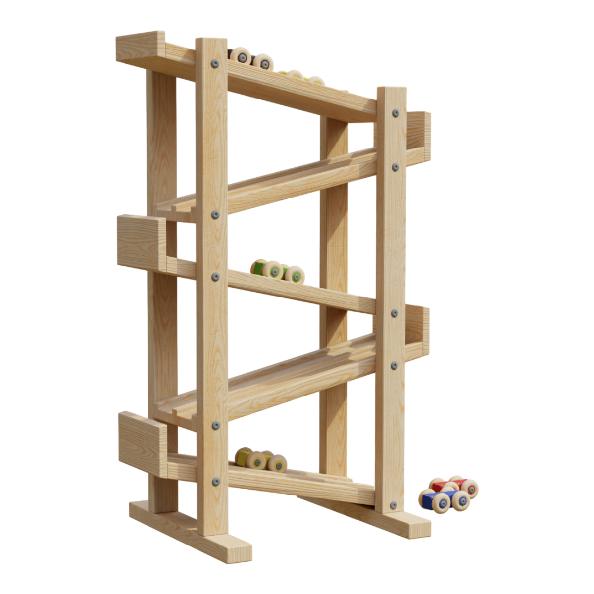 Children's Wooden Toy Track Slide Downhill Toy Car-3DHi