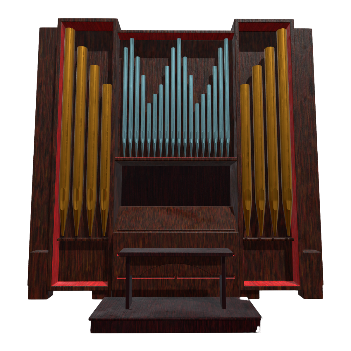 Church Vintage Grand Wooden Pipe Organ-3DHi