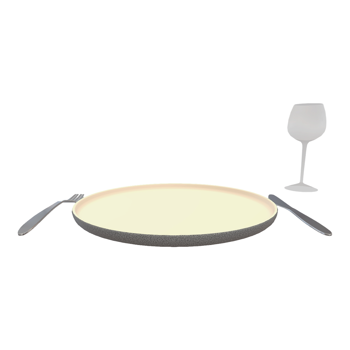Ceramic Plates, Knives, Forks, and Glass Cups for American-Style Family Dinners-3DHi