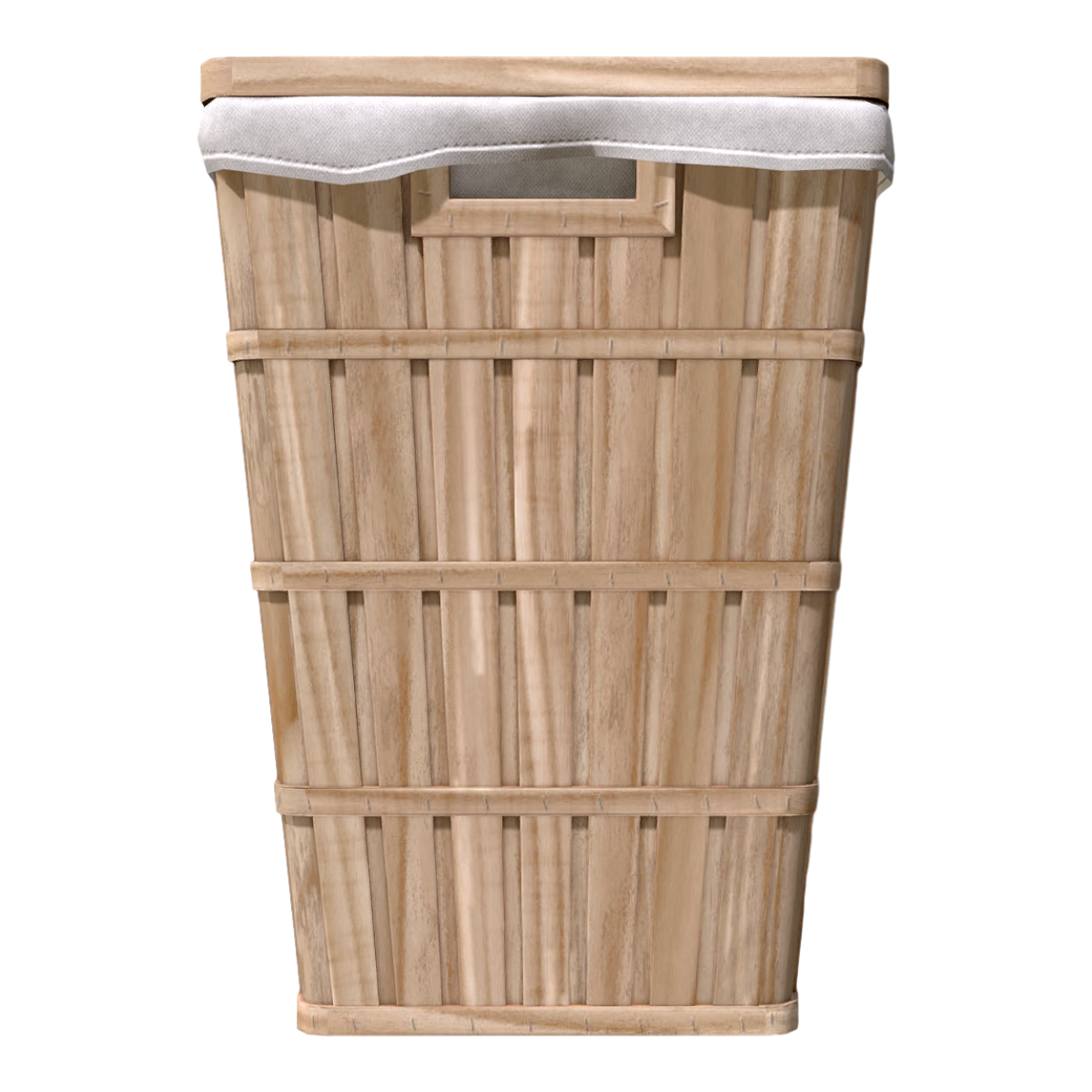 Household Bamboo-weave White Fabric Portable Laundry Basket-3DHi